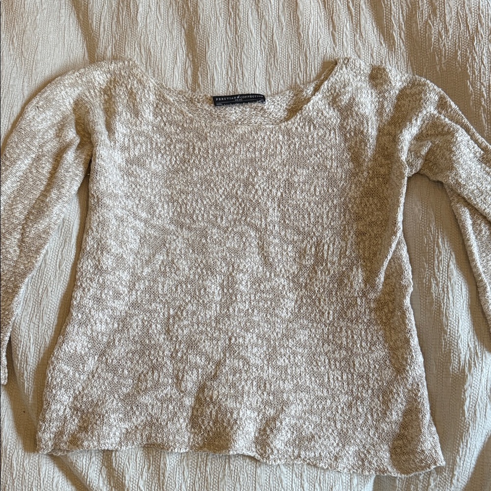 Peruvian Connection Cream Scoop Neck Sweater